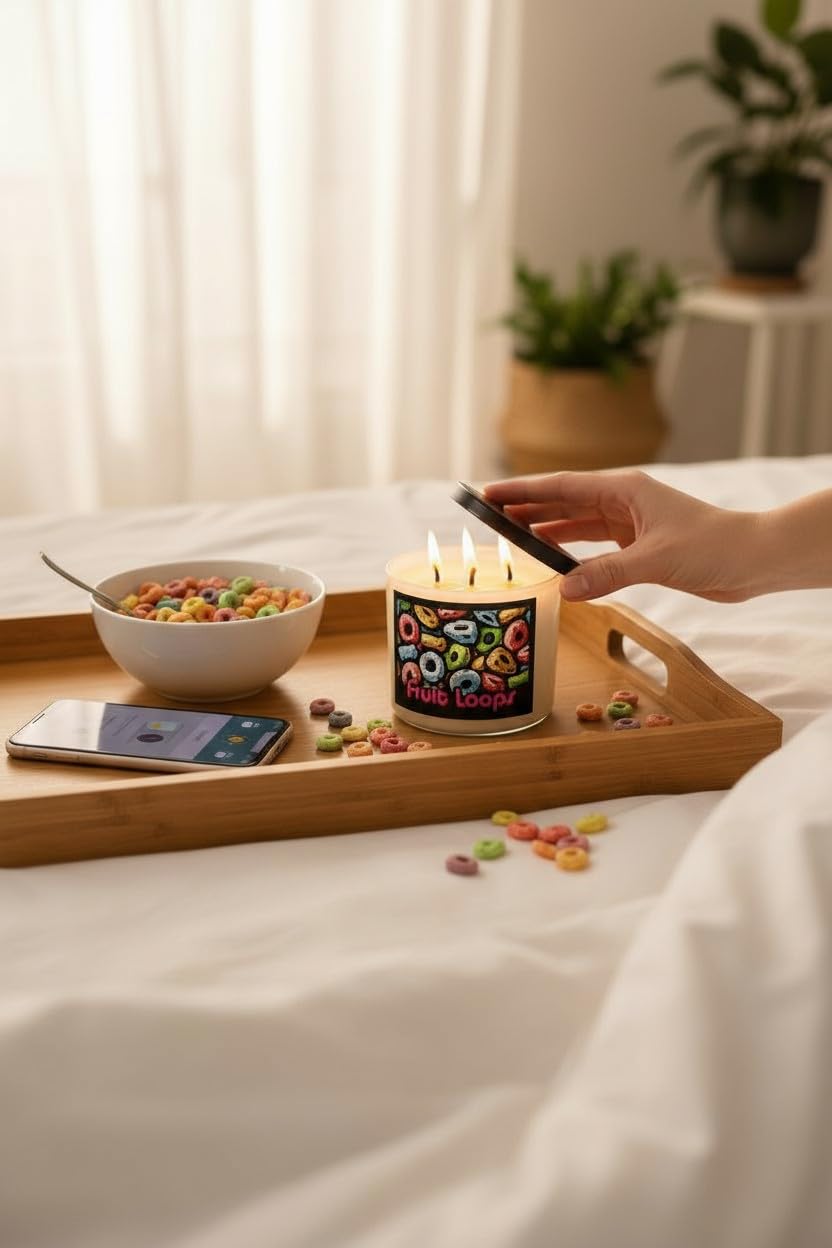 Fruit Loops Candle ~ Premium Coconut & Soy Wax Blend ~ Large Highly Scented 14.5 Ounce 3 Wick Candle and Metal Lid