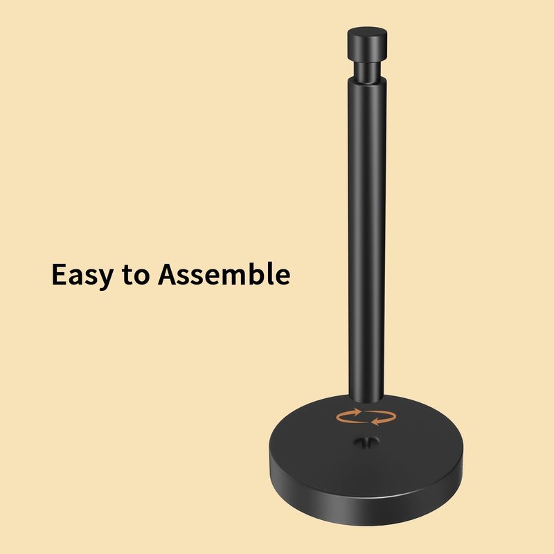 YUMORE Paper Towel Holder Countertop, Black Paper Towel Holder with Weighted Base Non Slip, Standing Paper Towel Roll Holder for Kitchen Bathroom, Stainles Steel (Matte Black)