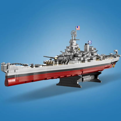 MISINI M6320 Military Series World War II Battleship Building Kit 2228 Pieces USS Missouri Battleship Toy Gift Ship Building Block Set for Adult Collection(Iowa-Class Warship)