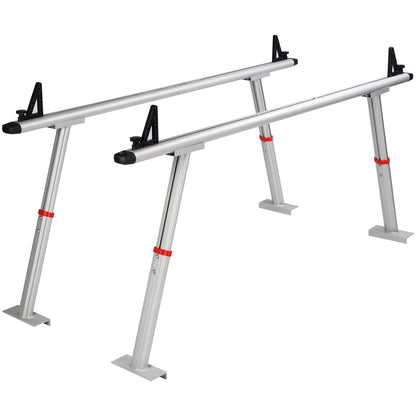 VEVOR Truck Rack with 8 Non-Drilling C-Clamps, 19-34in Adjustable Height Aluminum Ladder Rack for Truck, 800 lbs Capacity Heavy Duty Truck Bed Rack Two-Bar Set for Kayak, Surfboard, Lumber, Ladder