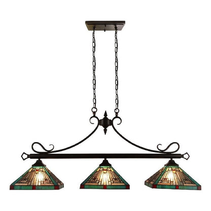 Chloe Lighting Innes Tiffany-Style Island Pendant, 3 Lights, 47in Wide, Multicolor, Blackish Bronze, Model CH3T359BM47-IL3