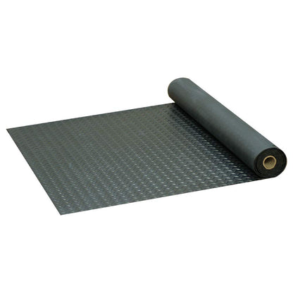 Rubber-Cal Diamond-Plate Thermoplastic Flooring - 3.5mm x 36" x 8ft - Black