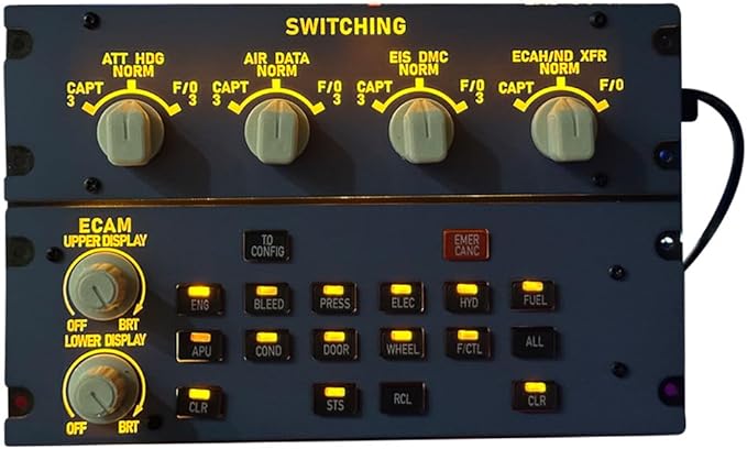 Flight Simulator Controller A32X ECAM Home Cockpit Panel for MSFS 2020/2024 FE-NIX FB-W on Windows Plug-and-Play Display Unit