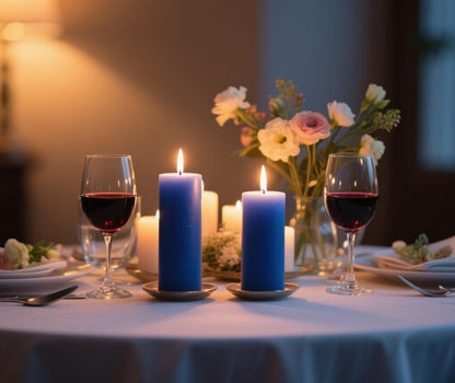 4 Pack Navy-Blue Pillar Candles, 2x4 Inch, Long-Lasting, Dripless and Smokeless Unscented Candles, Ideal for Home Décor, Parties Weddings and Relaxation