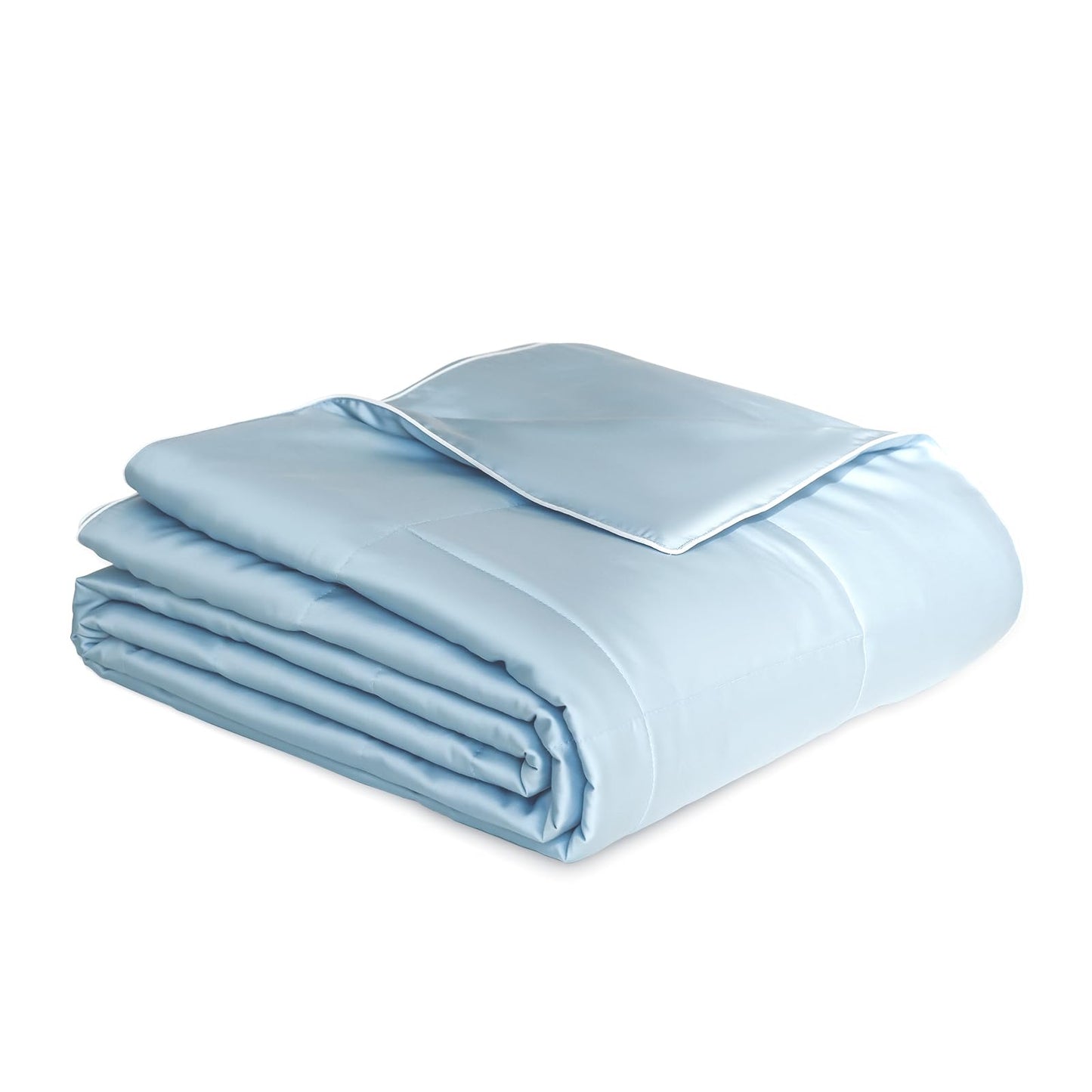 THXSILK All-Season Mulberry Silk Comforter & Blanket, 100% Pure Natural Silk Filling, Lightweight Soft Bed Cover for Bedroom, Sofa, Camping, Cozy Machine Washable Luxury Bedding(Queen 90"x90", Blue)