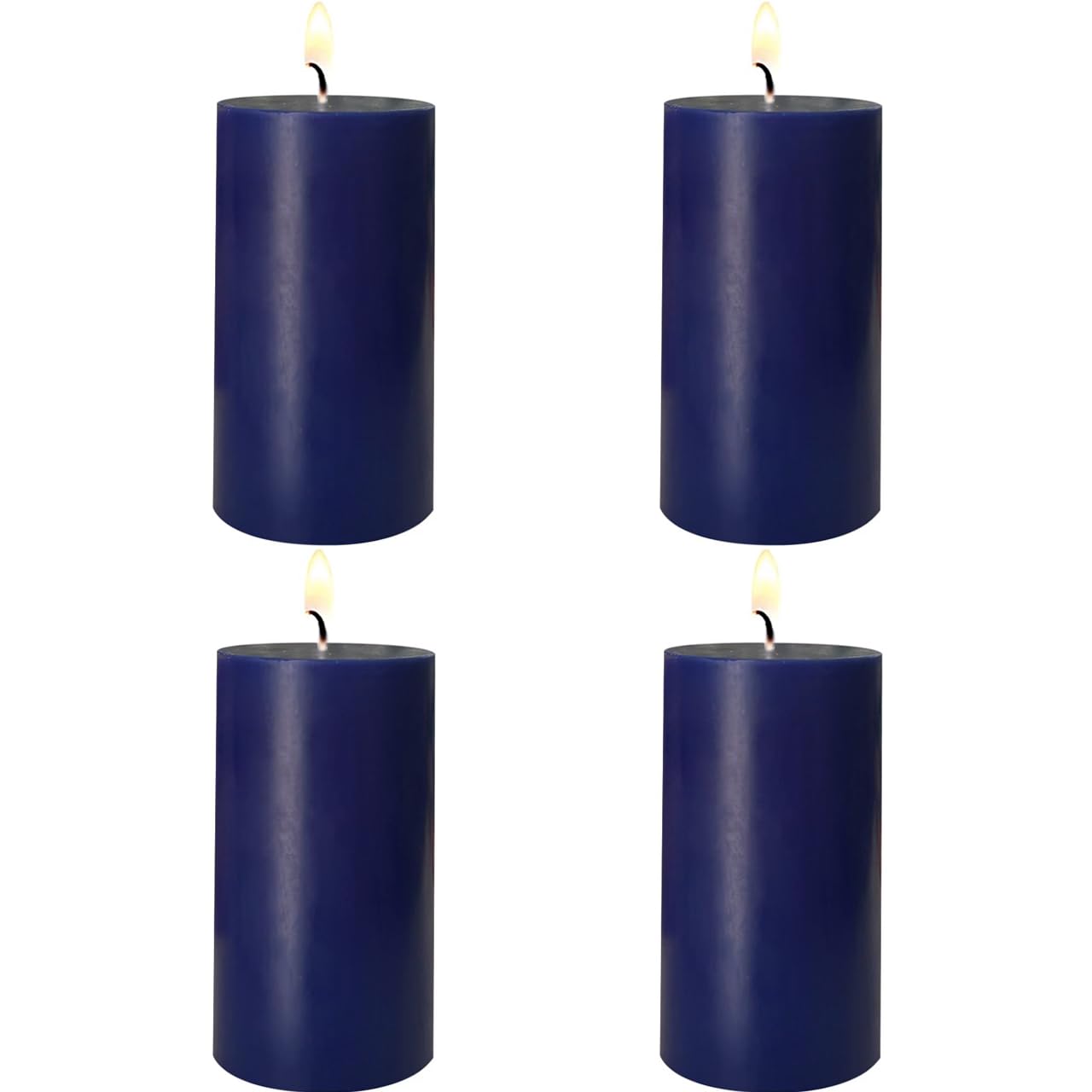 4 Pack Navy-Blue Pillar Candles, 2x4 Inch, Long-Lasting, Dripless and Smokeless Unscented Candles, Ideal for Home Décor, Parties Weddings and Relaxation