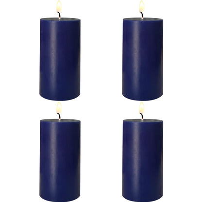 4 Pack Navy-Blue Pillar Candles, 2x4 Inch, Long-Lasting, Dripless and Smokeless Unscented Candles, Ideal for Home Décor, Parties Weddings and Relaxation