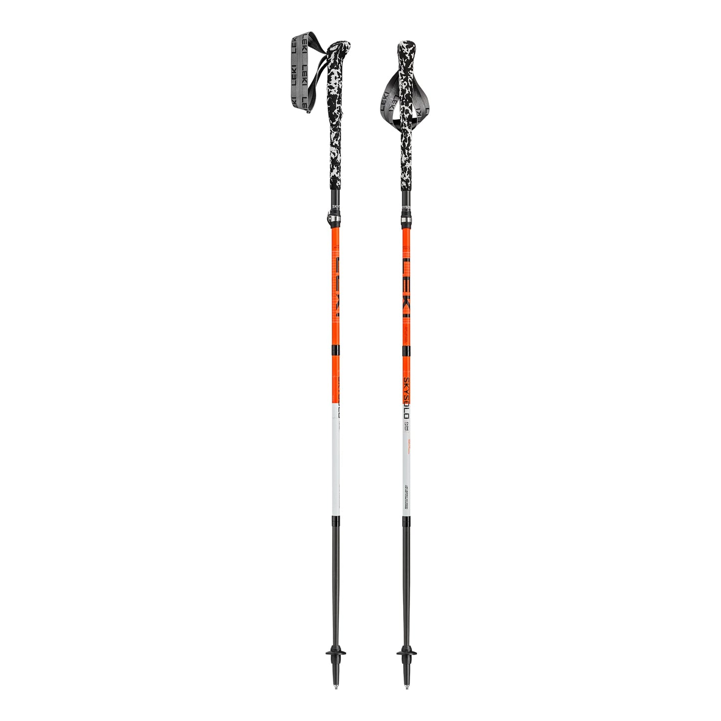 LEKI Skysolo FX.One Carbon Trekking Poles - Foldable Ultralight Walking Poles for Thru-Hiking, Fast-Packing, & Mountaineering - Neonorange-White-Black - 130 cm