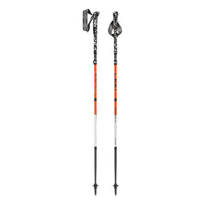 LEKI Skysolo FX.One Carbon Trekking Poles - Foldable Ultralight Walking Poles for Thru-Hiking, Fast-Packing, & Mountaineering - Neonorange-White-Black - 130 cm