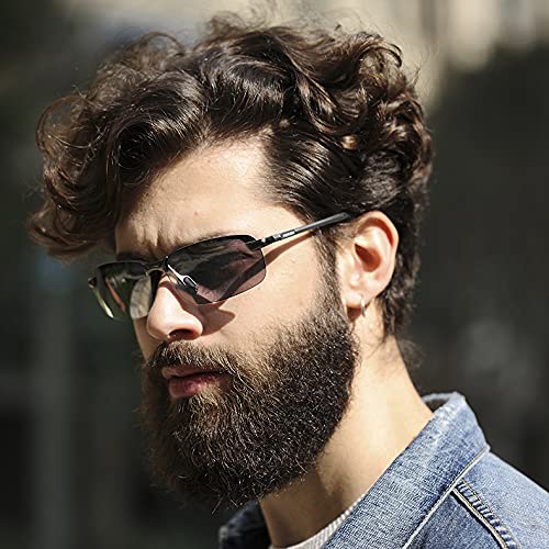 YIMI Polarized Photochromic Driving z87 Sunglasses For Men Day and Night safety glasses (Black Frame)