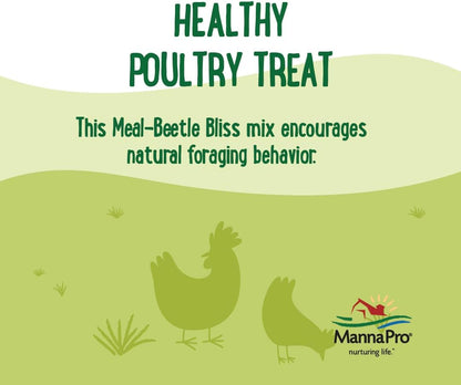 Manna Pro Beetle Bliss Poultry Treat - All-Natural Mealworm & Beetle Blend - 25oz, 45% Protein for Chickens & Ducks