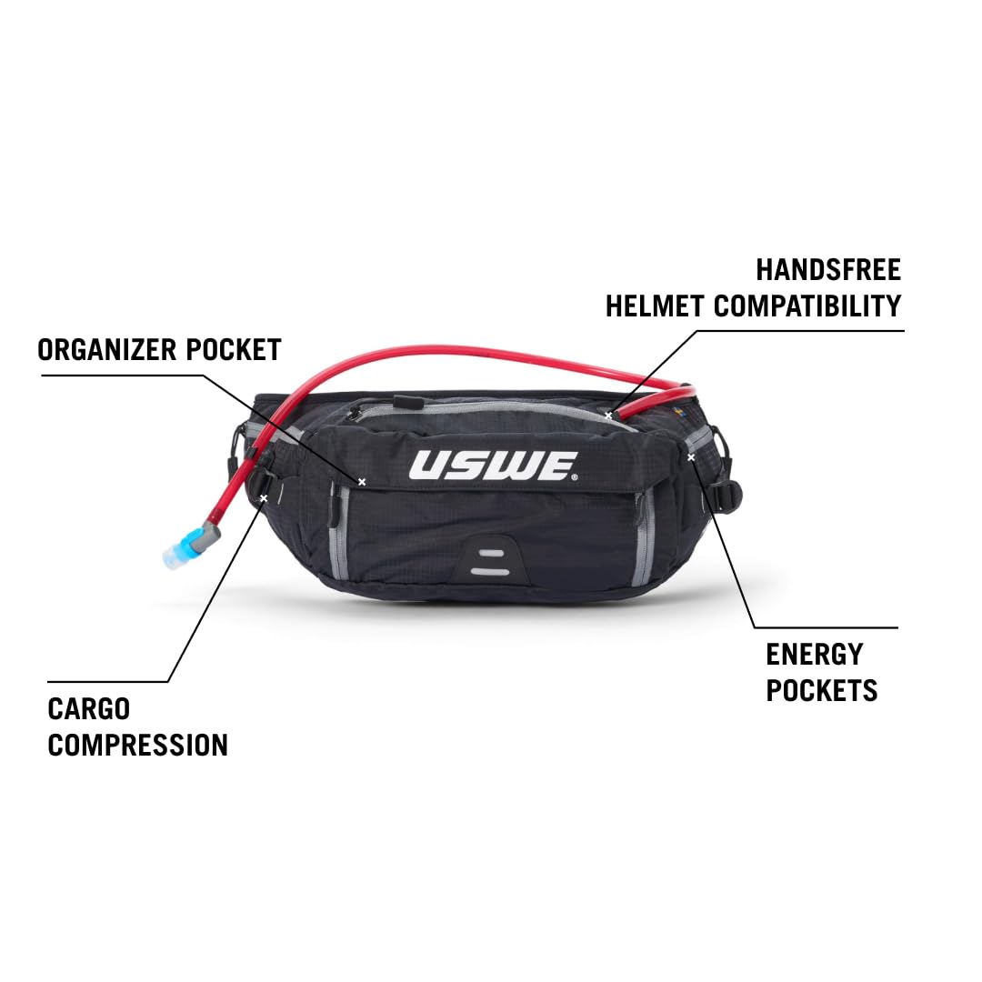 USWE Zulo Hydration Hip Pack - with Organizer and Side Pockets, Bounce Free Hip Belt (6L, Yellow)