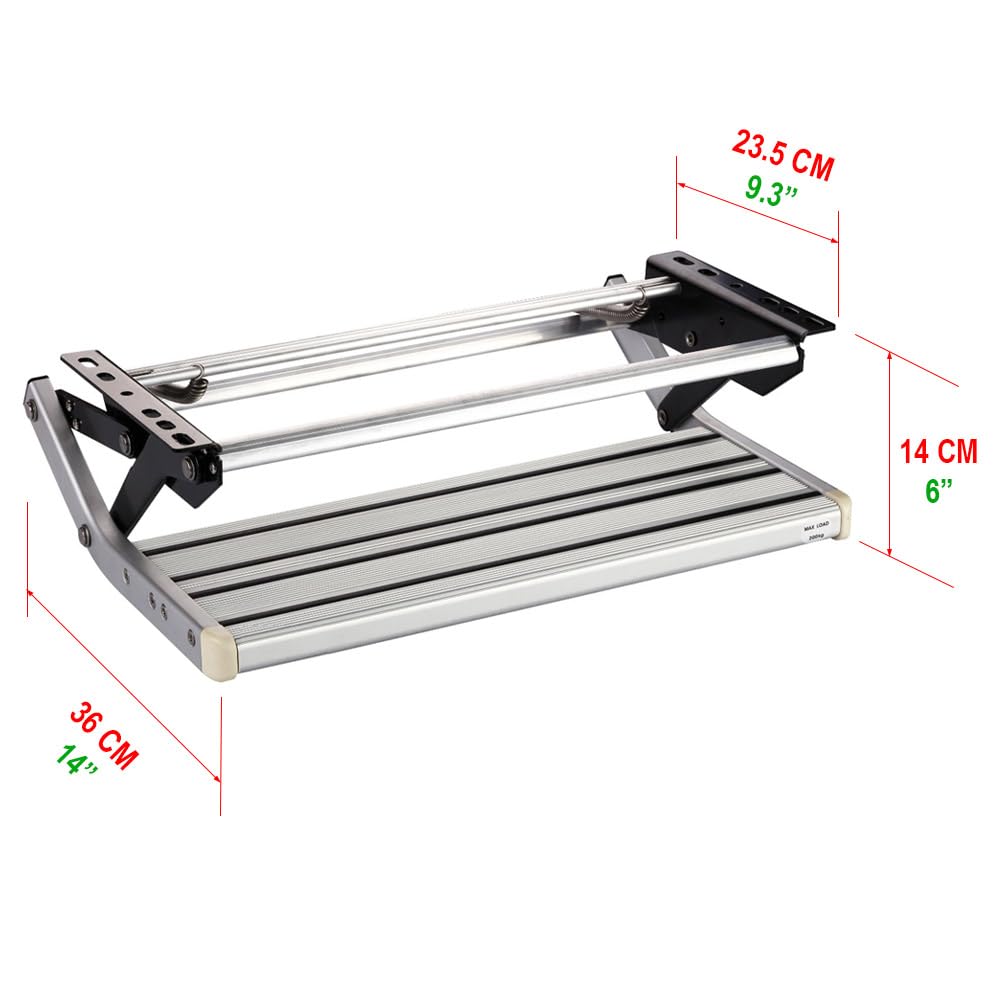 GEARFLAG Manual RV Step – Folding Aluminum Entry Step with Anti-Slip Surface, 440 lbs Capacity – for Camper, Trailer, Motorhome