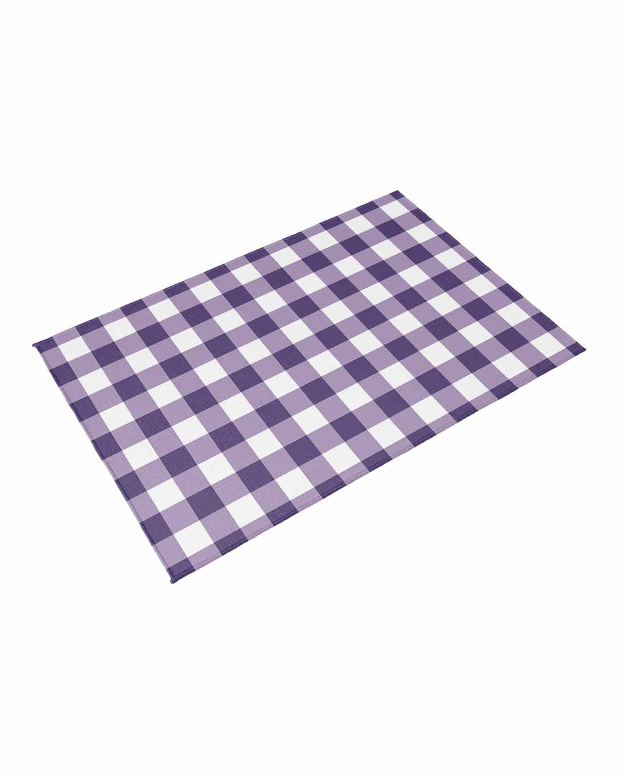 Outdoor Patio Rugs Purple Buffalo Plaid Outdoor Area Rug Check Lines Non-Slip Backyard/Camping RV Rug/Deck/Porch Rug Front Door Floor Mat Carpet, 4x6ft