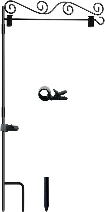 Akeydeco Garden Flag Pole Stand - Waterproof Holder with Stopper & Clip | Durable Powder-Coated Finish