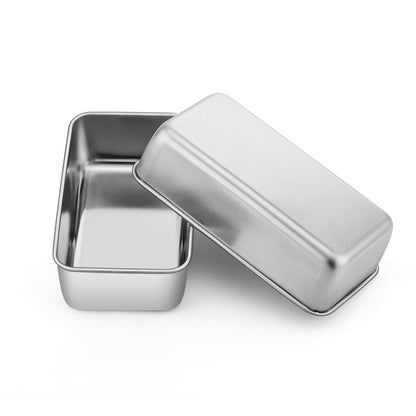 P&P CHEF Loaf Pan Set, 9 x 5 Inch Bread Pans, Stainless Steel Loaf Toast Baking Pans For Bread Meatloaf Lasagna Cake, Healthy & Non Toxic, Oven Safe& Easy Clean, (Silver, 2Pcs)