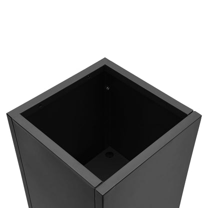 GDAE10 Tall Planter Box Large Metal Flower Pot, 14 x 14 x 30 Inches Standing Rectangle Container for Plants,Modern Steel Planters with Drainage Hole for Patio, Garden, and Balcony (Black)