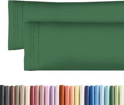 Skiennix Body Pillowcases Set of 2 | Soft 20x54 Long Pillow Covers for Side Sleepers - Wrinkle-Free, Emerald Green