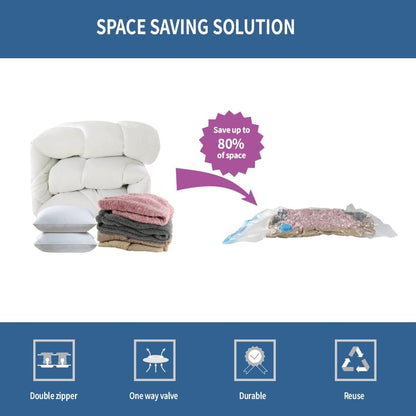 Skiennix Vacuum Storage Bags - 7 Pack Small Space Saver for Clothing & Travel | Includes Hand Pump