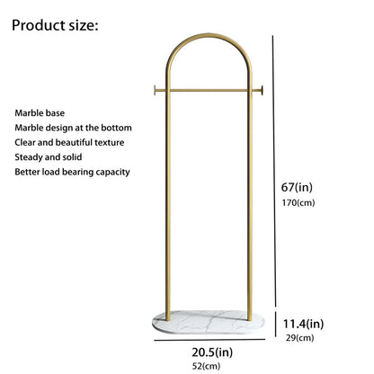 BUZUEY Freestanding Clothing Rack with Marble Base,Modern Gold Arch Garment Rack for Small Spaces,Sturdy Metal Coat Rack,Clothes Racks for Hanging Clothes in Bedroom,Closet,Entryway,Boutique Display