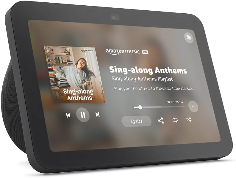 Amazon Echo Show 8, With Spatial Audio, Smart Home Hub, ideal for open living spaces, includes Alexa, Charcoal