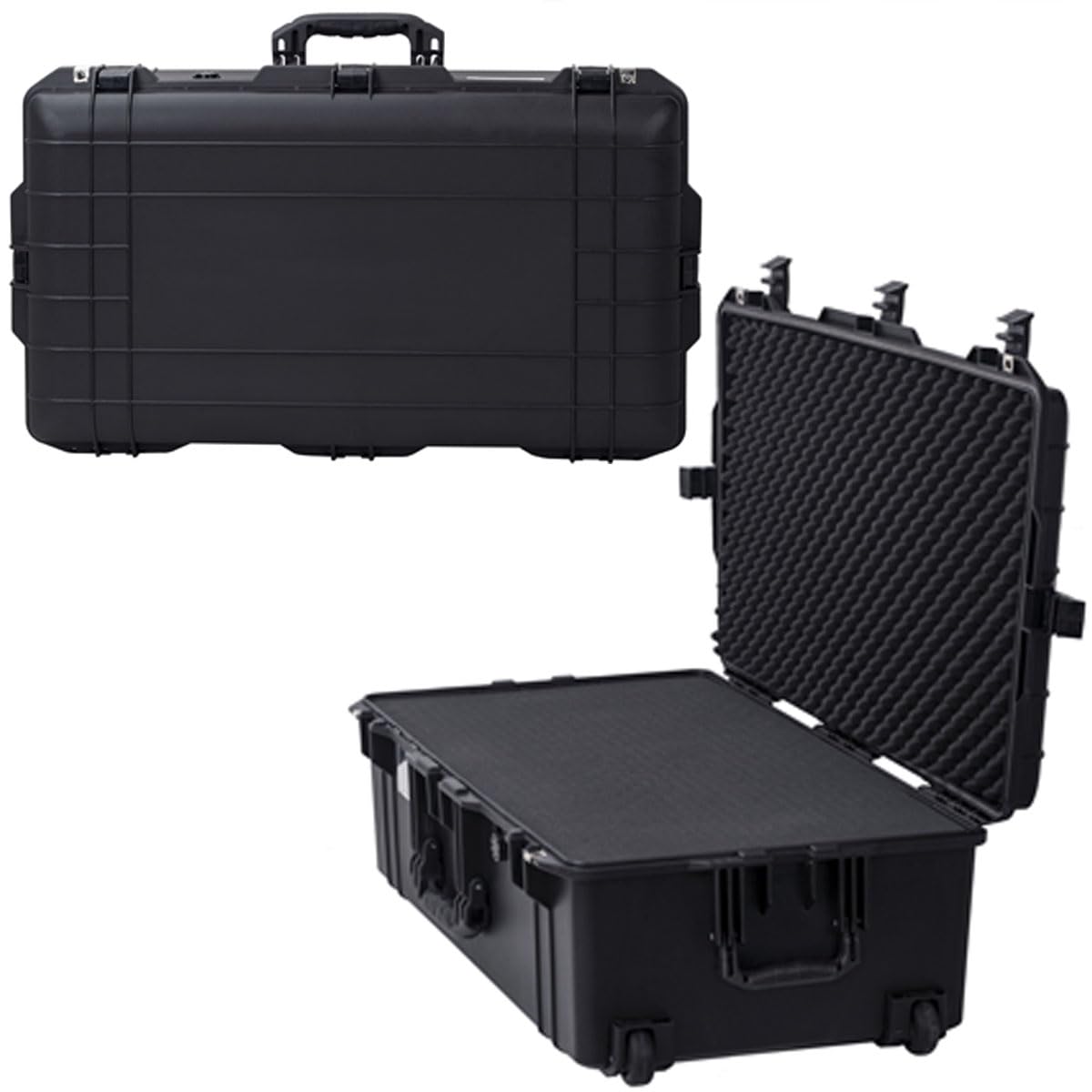 PISKGODSF 32" L x 18" W x 11" H Large Hard Case with Foam, Portable Rolling Hard Case with Wheels, Waterproof Shockproof Dustproof, Suitable for Cameras, Lenses, Camcorder, Instrument, Telescopes