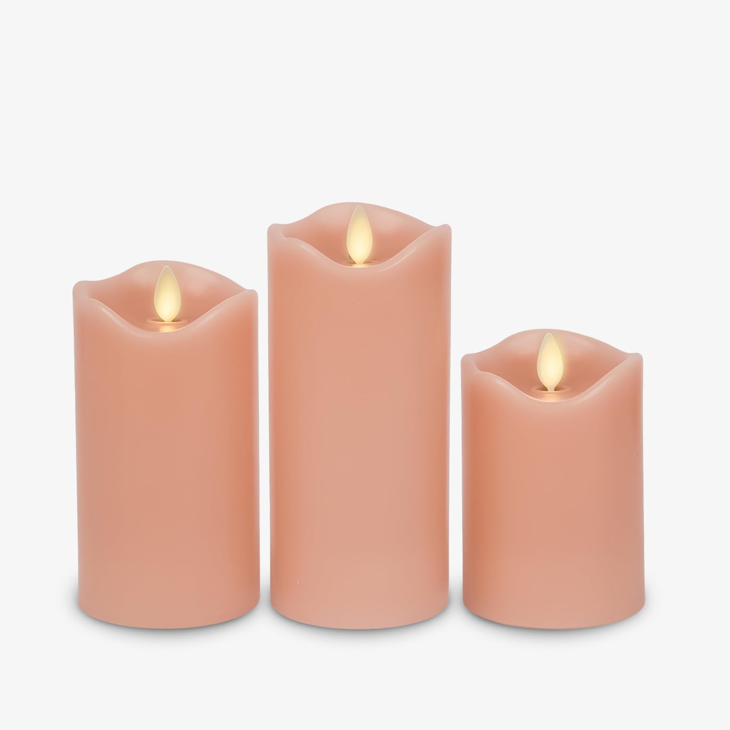 Matchless Candle Co. by Luminara - Flameless LED Battery Operated Flickering Pillar Candles - Pastel Pink - Set of 3 - Indoor Outdoor Decor Safe