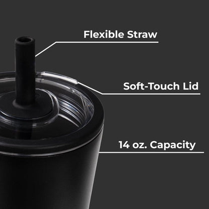 HydroJug Everyday Tumbler 14 oz – Ceramic-Lined Insulated Tumbler with Straw and Soft-Touch Lid, Cup Holder Friendly, Double-Wall Vacuum Insulation, Reusable Travel Cup – Courtyard