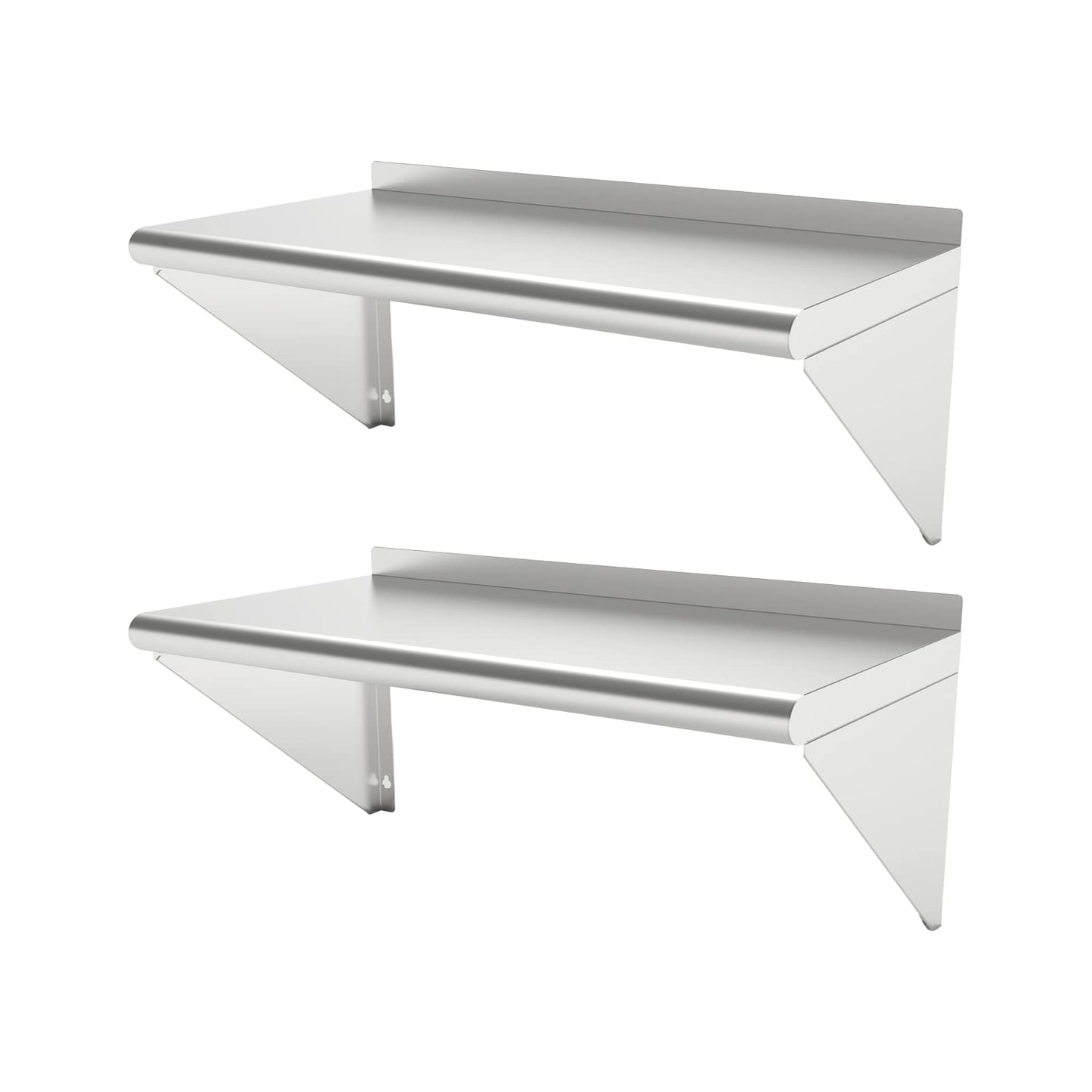 STEELBUS 12''x36'' - 2PACKS Wall Mounted Stainless Steel Shelf NSF Commercial Metal Wall Mount Floating Shelving for Kitchen, Restaurant, Food Truck,Garage,Washrooms,Home&Hotel