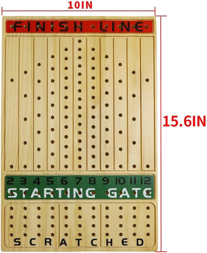 HOROW Metal Horse Racing Board Game Card Board Game Finish Line Luxury Edition Solid Wood Race Game Board 11 Batches of Metal Model Horses 2 Sets of Dice and 2 Boxes of Cards…