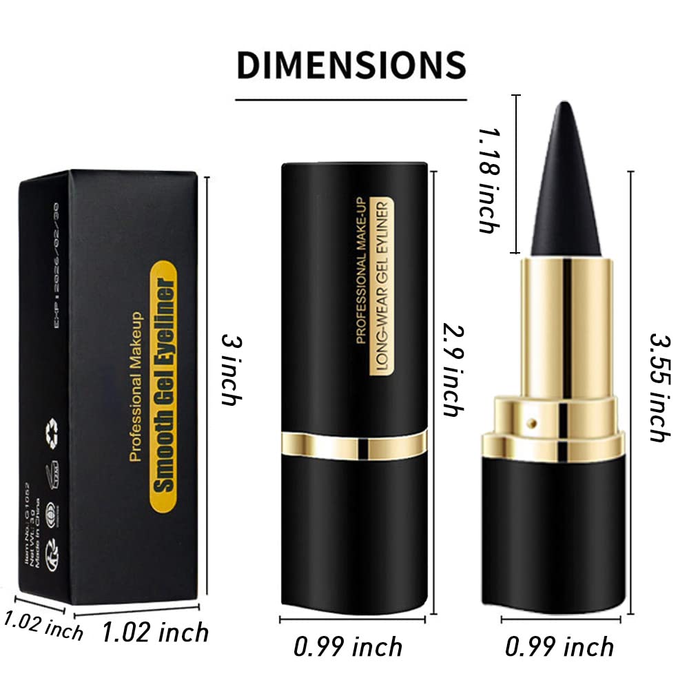 Kaely 2Pcs Gel Eyeliner Pencil, Natural Black Eyeliner Cream for Waterline, Liquid Eye Liner Waterproof Smudge Proof, Black Smoky Eyeshadow Palette Halloween Makeup, delineador de ojos contra el agua