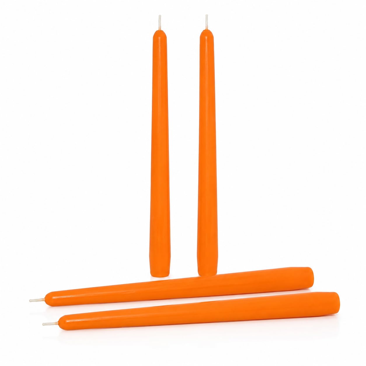 10 Inch Taper Candles Handmade Set of 4 – Unscented Tapered Candles in Orange, Candlesticks Smokeless Candle Sticks for Wedding, Home Decor, and Dinner Table