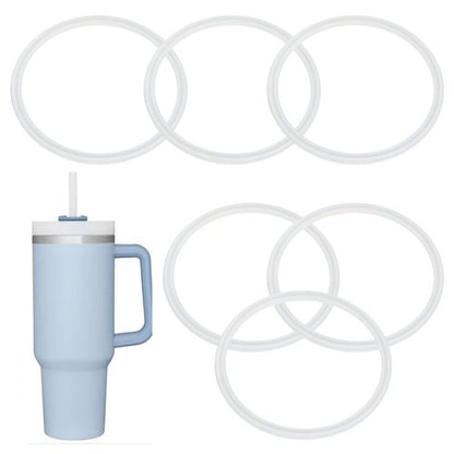 Cup Lid Seal Gasket Replacement Parts 40 oz, Thermos Lid Silicone Seal Ring Not Rubber Compatible with Stanley Quencher H2.0 FlowState Stainless Steel Tumbler Lid 40 oz, 6 Pcs