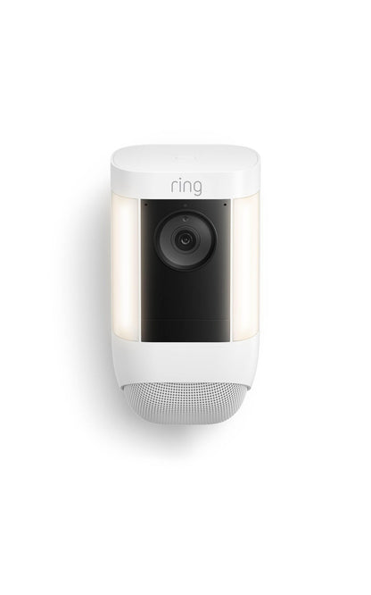 Ring Spotlight Cam Pro, Solar | 3D Motion Detection, Two-Way Talk with Audio+, and Dual-Band Wifi - White