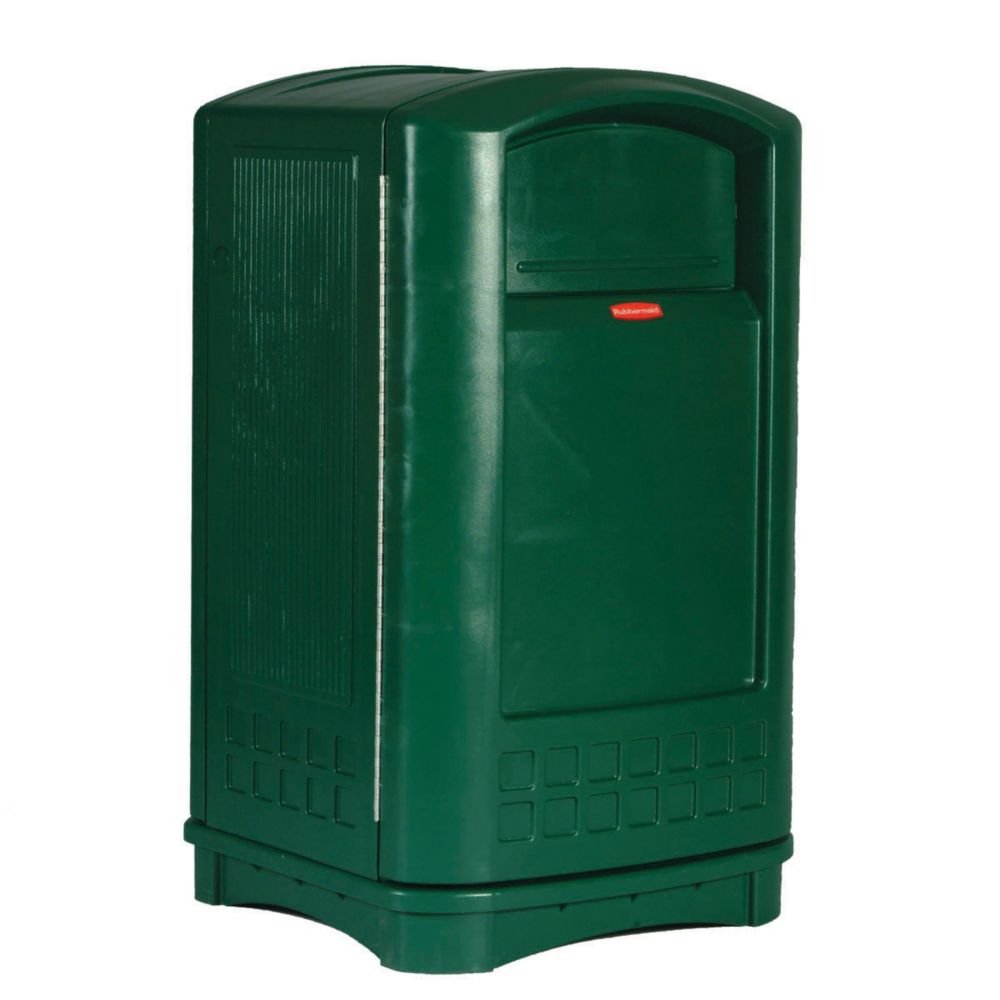 Rubbermaid Commercial Products Plaza Trash Can, 50 GAL, Dark Green Plastic, Outdoor for Stadiums/Parks/Shopping Plazas