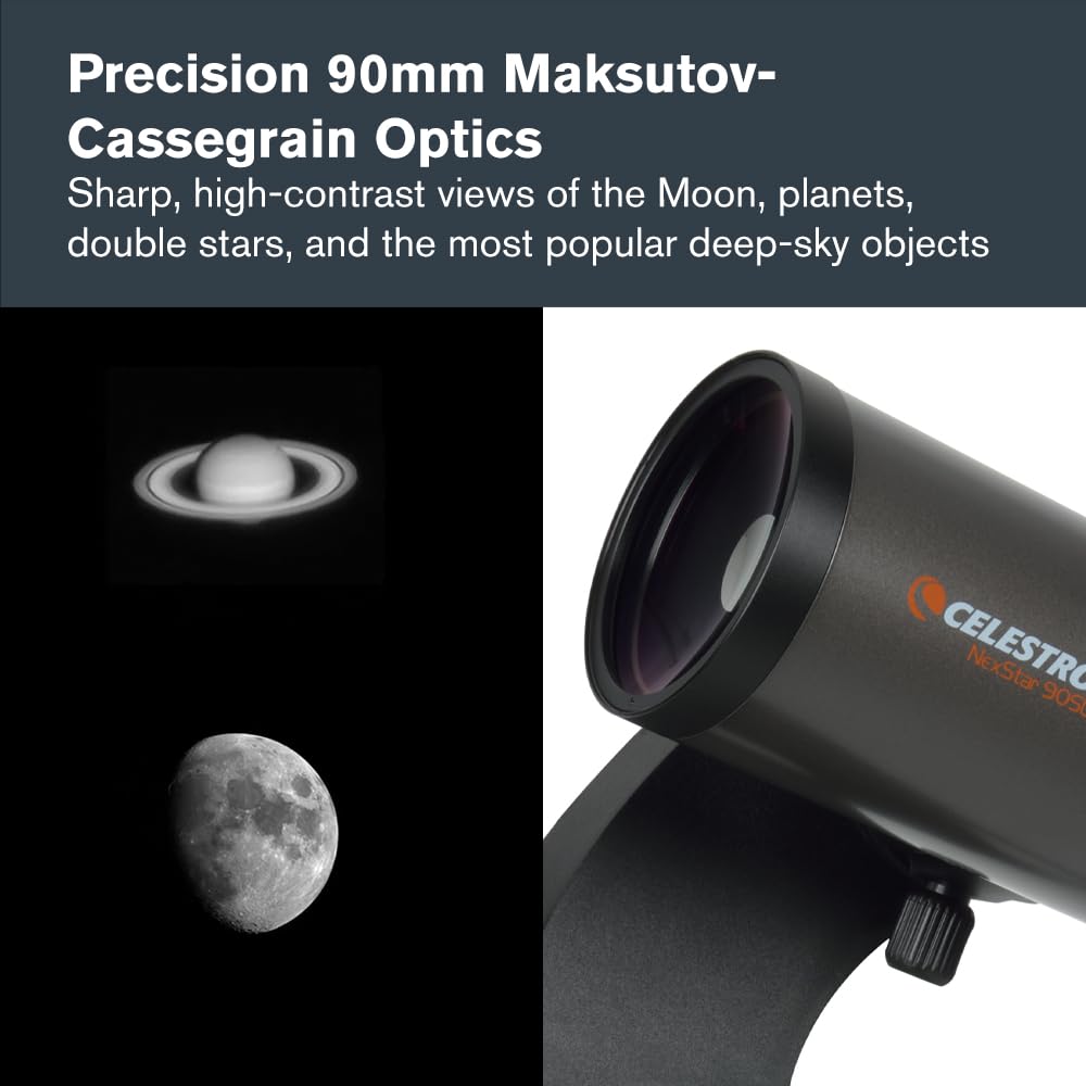 Celestron NexStar 90SLT-Mak Portable Computerised Maksutov-Cassegrain Telescope with Quick-Release Fork-arm Mount, Accessory Tray and 'Starry Night' Special Edition Software, Grey