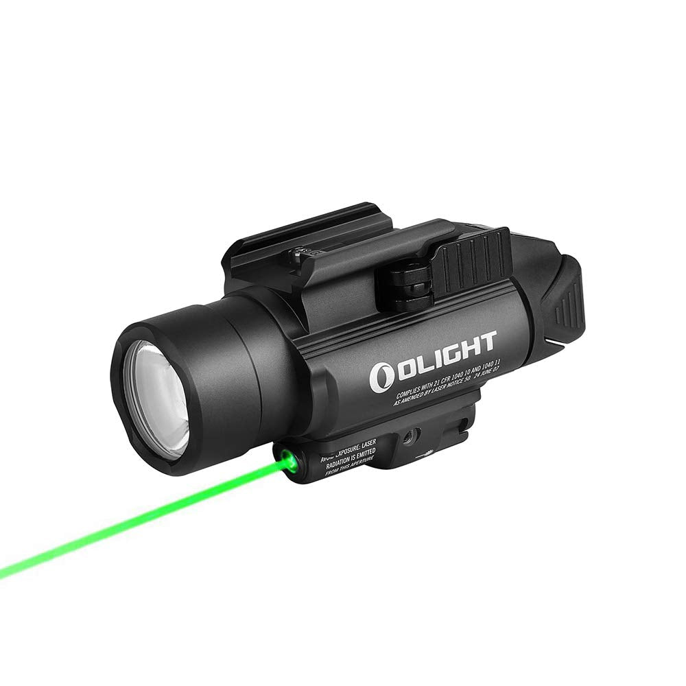 OLIGHT Baldr Pro 1350 Lumens Tactical Weaponlight with Green Beam, Bundled with I3T EOS 180 Lumens Dual-Output Slim EDC Flashlight for Camping and Hiking