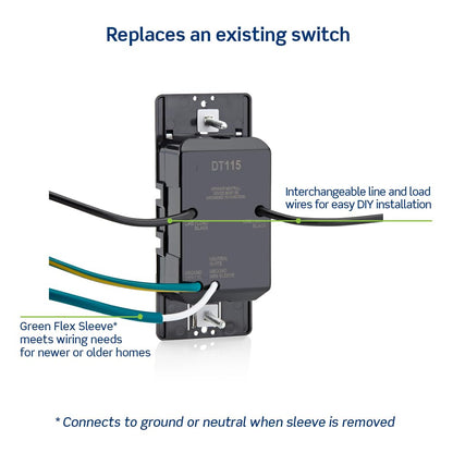 Leviton Countdown Timer Switch for bathroom fan and household lights, 5-10-15-30 min, No Neutral Required, Single Pole, 15A, 1/2 HP/9.8A Fan/Motor, DT130-1LW, White