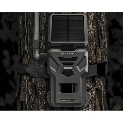 SPYPOINT FLEX-S Solar Outdoor Cellular Trail Camera - Integrated Solar Panel, No WiFi Needed, Hunting & Game Camera with Night Vision Motion Activated, Dual-Sim LTE, 36MP Photos, 1080p Videos + Sound