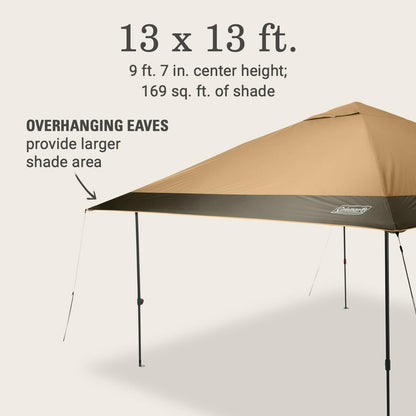 Coleman Oasis Instant Pop-Up Canopy Tent with Side Wall Attachment, Portable Shelter with Easy Setup & Takedown, Wheeled Carry Bag Included, 10x10/13x13ft Sizes