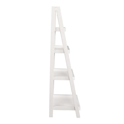 happimess SHF2008W Everett 48 in. H Minimalist Handcrafted Acacia Wood 4-Tier Indoor/Outdoor Folding Display Ladder Storage Rack and Plant Stand, White