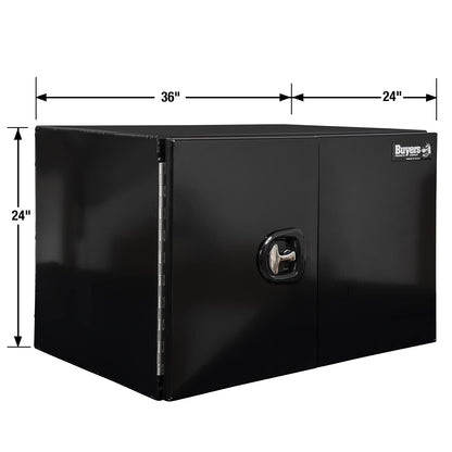 Buyers Products 1705835 Underbody Tool Box With Barn Door, 24x24x36 Inch, Black Powder-Coated, Made in USA, .100 inch Smooth Aluminum, 3-Point Locking, Truck Storage Toolbox For Work Vehicles
