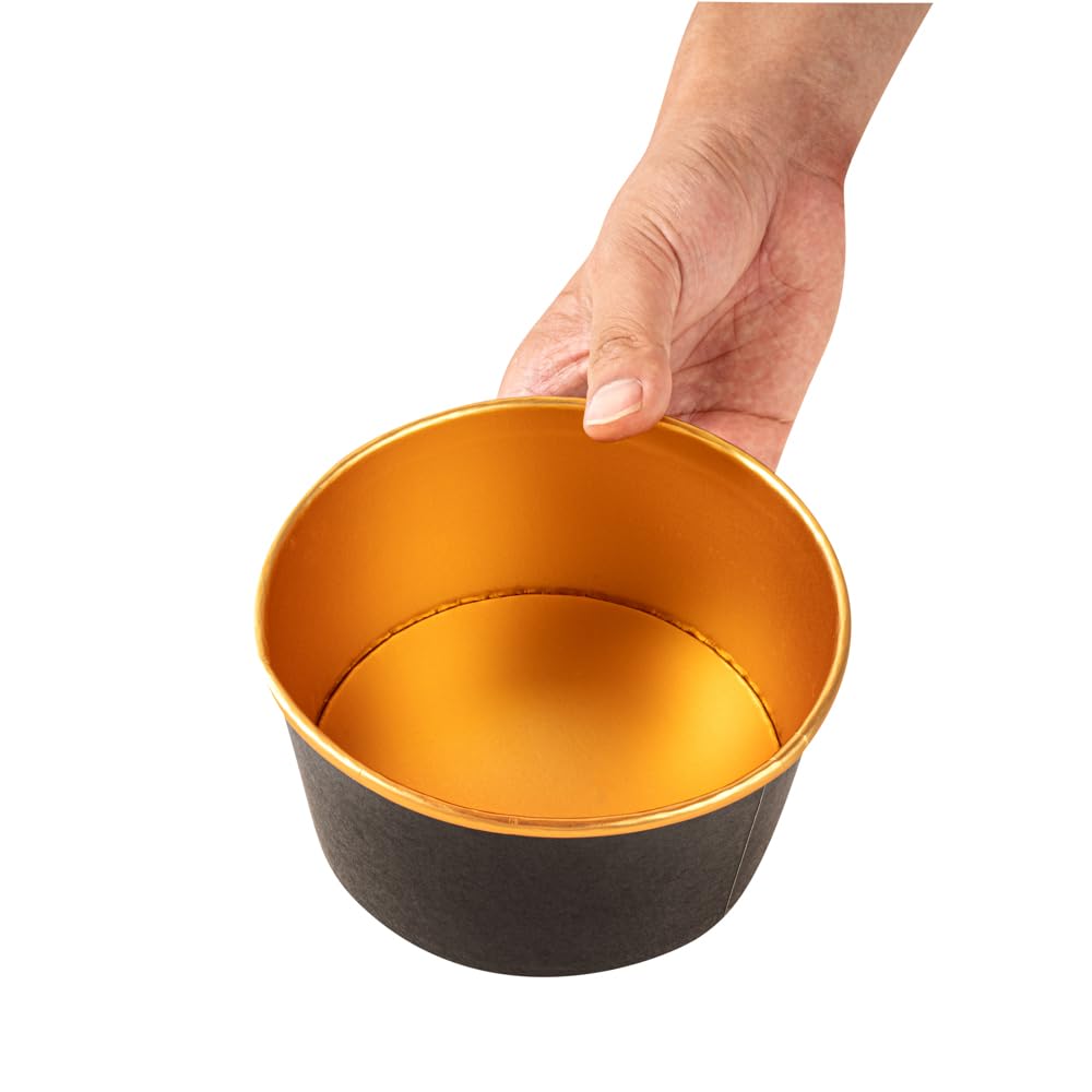 Foil Lux 33.4 OZ Take Out Containers, 200 Insulated Foil Lining Food Containers - Greaseproof, Black And Gold Paper To Go Food Containers, For Hot Or Cold Foods, Lids Sold Separately - Restaurantware