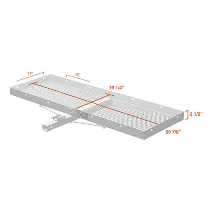 CURT 18100 Tray-Style Trailer Hitch Cargo Carrier, 500 lbs. Capacity, 60-Inch x 19-Inch, Fits 2-Inch Receiver