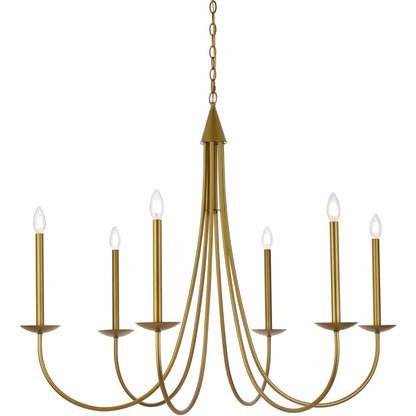 Living District 42-Inch Brass Metal Ceiling Pendant Light, Model LD810D42BR, Indoor Modern Decorative Fixture