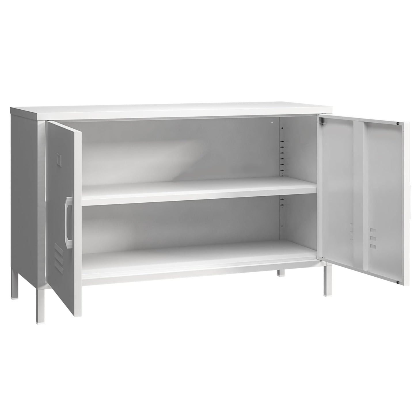 Elitehouse 2 Door Steel Accent Cabinet,White Metal Storage Cabinet with Adjustable Shelf,2-Tier Office Cabinet,Multipurpose Metal Locker Storage Cabinet for Office Home,Music Studio