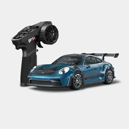 1/43 Scale RC Drift Car Mini 911 RC Model Car 2.4GHz 4WD RC Alloy Vehicles with Gyro &amp LED Lights for Adults Hobby Toys (Blue)