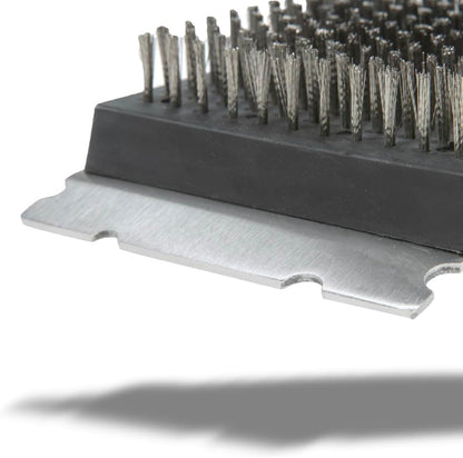 BBQ-Aid Grill Brush - Heavy-Duty Scraper with Extended Wooden Handle & Replaceable Stainless Steel Bristles