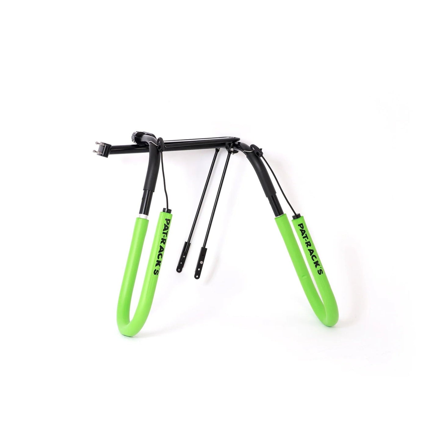 PAT RACKS Premium Longboard Bike Rack – Dual Arm Bicycle Carrier, 12mm Foam, Adjustable Seat Post Attachment, Easy Fast Install, Longboards, SUP Paddle Boards, Shortboards, Bodyboards, Boogie Boards