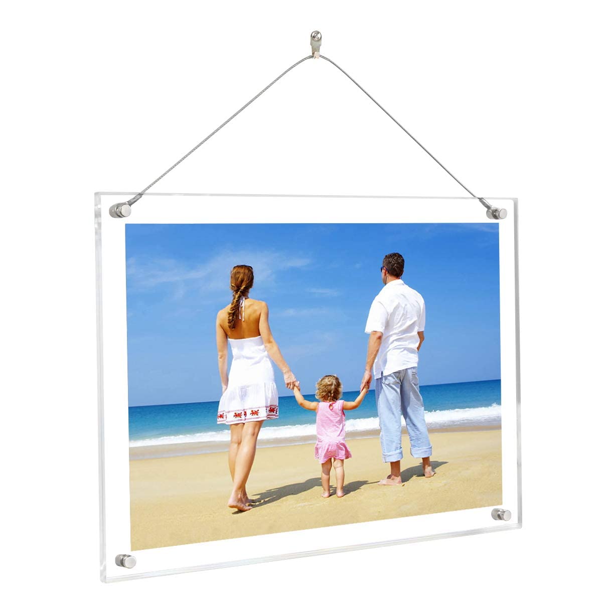 NIUBEE Clear Acrylic Desktop Picture Frame, Beveled Frameless Plexiglass Photo Photography Display with Standoff (12x17 (A3)-New)